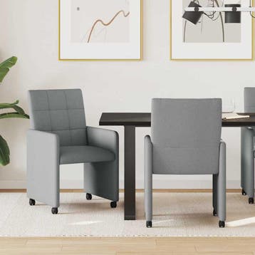 vidaXL Eetkamerstoelen met Wieltjes 2 st Stof Lichtgrijs, Huis en Inrichting, Verzenden, Nieuw