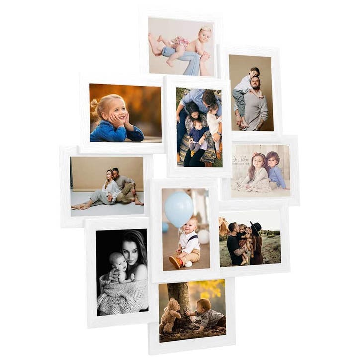 vidaXL Fotolijst voor 10x(13x18 cm) foto MDF wit, Audio, Tv en Foto, Fotografie | Fotolijsten, Nieuw, Verzenden