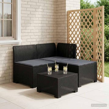 vidaXL 3-zits tuinbank met kussens in rattanlook PP, Verzenden, Nieuw