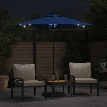vidaXL Parasol met LEDs en stalen paal 225x225x212 cm, Verzenden, Nieuw, 2 tot 3 meter