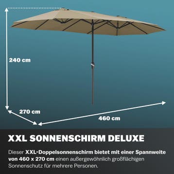 Dubbele Parasol Taupe met UV-bescherming 80+, Verzenden, Nieuw