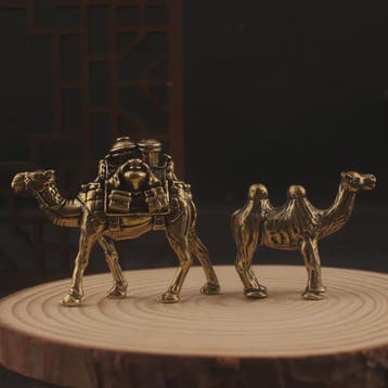 Set van 2 Bronzen Kamelen Ornamenten - Reis Souvenir & Deskt