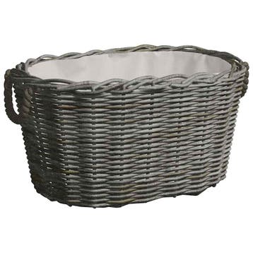 vidaXL Houtmand met handvatten 59x42x28 cm wilgenhout grijs, Verzenden, Nieuw