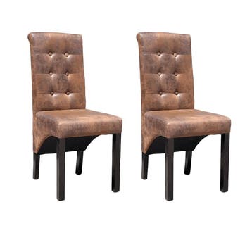 vidaXL Eetkamerstoelen 2 st kunstleer bruin, Verzenden, Nieuw, Bruin