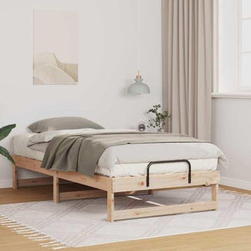 vidaXL Bedframe Bruin 90 x 200 cm Massief grenenhout, Verzenden, Nieuw, Bruin, Hout