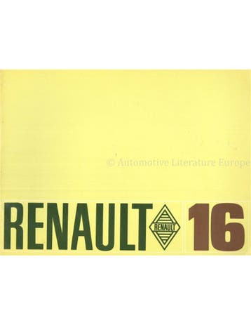 1969 RENAULT 16 BROCHURE FRANS (BE|LU), Nieuw, Renault, Author