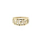Vintage gouden ring met meander patroon, Gebruikt, Overige kleuren, 19 tot 20, Ophalen of Verzenden