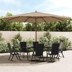 vidaXL Parasol met houten paal 400x273 cm taupe, Verzenden, Nieuw, Meer dan 4 meter
