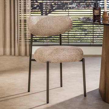 *WOONWINKEL* Beige Eetkamerstoel Met Ronde Zitting, Verzenden, Nieuw, Stof