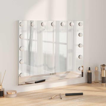 vidaXL LED Make-up Spiegel Wit 58 x 10 x 47 cm Glas en Staal, Verzenden, Nieuw, Wit