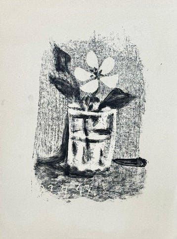 Pablo Picasso (1881-1973) - Fleurs dans verre n°6, Antiek en Kunst