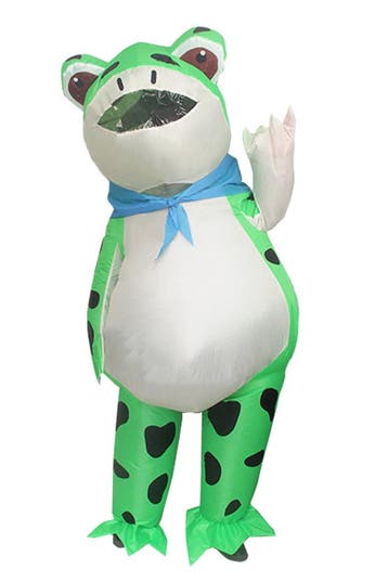 KIMU® Opblaas Kostuum Kikker Opblaasbaar Pak Kikkerpak Masco, Carnaval, Nieuw, Overige maten, Ophalen of Verzenden