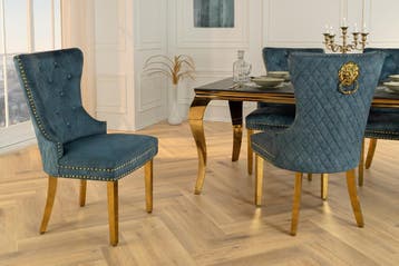 Barokke stoel CASTLE DELUXE benzine fluweel goud roestvrij, Ophalen of Verzenden, Nieuw