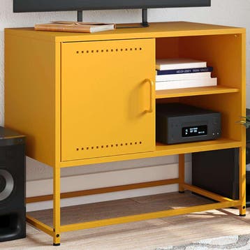 vidaXL Tv-meubel 68x39x60,5 cm staal mosterdgeel, Huis en Inrichting, Minder dan 50 cm, Verzenden, Nieuw, Minder dan 100 cm