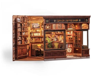 CuteBee Miniatuurhuisje Corner Coffee Shop – Houten 3D Pu., Verzenden, Nieuw