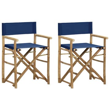 vidaXL Regisseursstoelen 2 st inklapbaar blauw bamboe en, Verzenden, Nieuw, Hout
