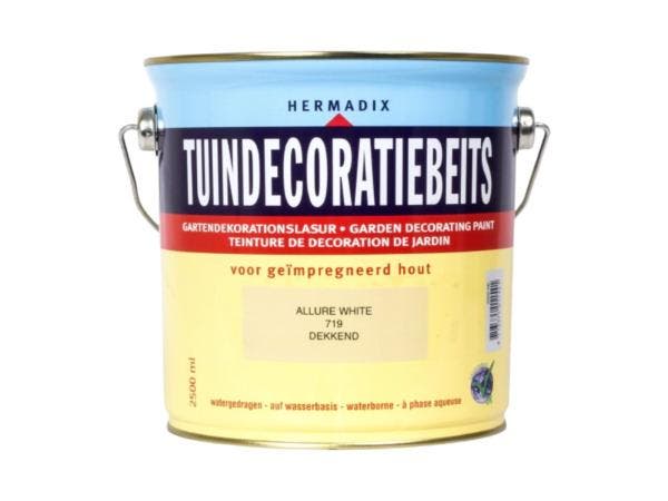 Veiling - 2x Hermadix tuindecoratiebeits 2,5L allure wit, Doe-het-zelf en Verbouw, Verf, Beits en Lak