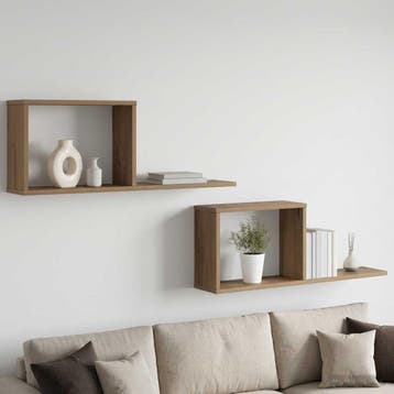 vidaXL Zwevende schappen 2 st Artisanaal eiken 80 x 15 x 30, Verzenden, Nieuw