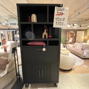 Pavie Bergkast 2 Deur 1 Klep 6 Open Vak 100cm Castle Black -, Huis en Inrichting, Kasten | Buffetkasten, Ophalen of Verzenden