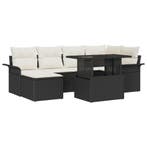 vidaXL Tuin Sofa Set met kussen met opslag 7 pcs Zwart Poly, Verzenden, Nieuw, Rotan, 7 zitplaatsen