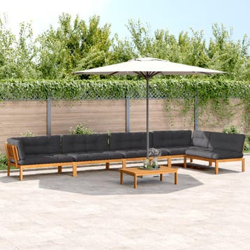 vidaXL 6-delige Loungeset pallet met kussens massief, Tuin en Terras, Tuinsets en Loungesets, Verzenden, Nieuw, Hardhout, Loungeset