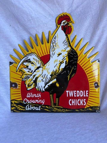 Tweeddle Chicks – plaque émaillée publicitaire - Emaille