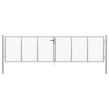 vidaXL Tuinpoort gegalvaniseerd staal 400x100 cm zilver, Verzenden, Nieuw