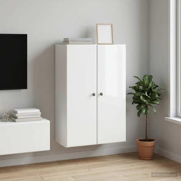 vidaXL Wandkast Hoogglans Wit 66 x 34,5 x 90 cm Bewerkt hout, Huis en Inrichting, Kasten | Overige, Verzenden, Nieuw