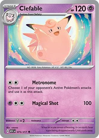 Clefable 075/217 Ascended Heroes, Ophalen of Verzenden, Nieuw, Losse kaart, Foil