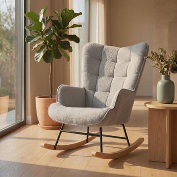 Anajqaqia Schommelstoel Teddy Stof Lichtgrijs - Comfortabele, Verzenden, Nieuw