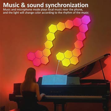 Modulaire Hexagon LED Wandlampen - RGB, Muziek Sync, App Bed, Verzenden, Nieuw