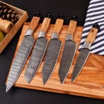 Keukenmes - Chefs knife - Vouwstaal olijfhout en zwart g 10