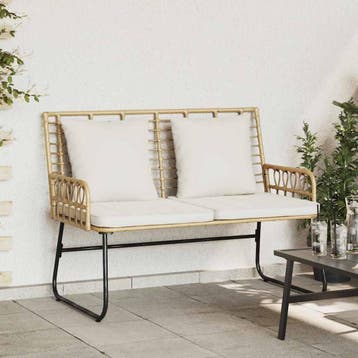 vidaXL Tuinbank Bruin en Crème poly rattan, Verzenden, Nieuw, Rotan