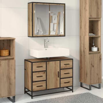 vidaXL Badkamermeubelset 2 st Artisan Eiken 80 x 33 x 60 cm, Verzenden, Nieuw, Overige typen