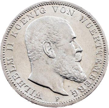 Duitsland, keizerrijk Wilhelm II. 3 Mark 1914 / Württemberg, Postzegels en Munten