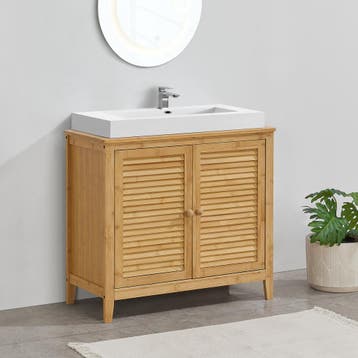 [en.casa] Wastafelonderkast Värmdö 60x67x30 cm bamboe, Verzenden, Nieuw