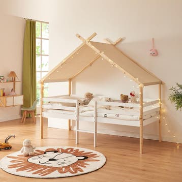 Kinderbed Surnadal Huisbed met dak 2 lades en trapje 200x90, Verzenden, Nieuw