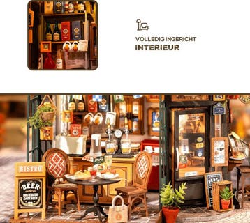 Robotime Tipsy Restaurant Miniatuurhuisje Bouwpakket Mode..., Verzenden, Nieuw