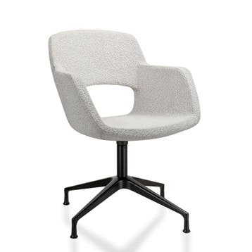 Bouclé - Vergaderstoel - Onderstel met doppen - Wit, Vergader- of Presentatieruimte, Ophalen of Verzenden, Gebruikt, Stoel