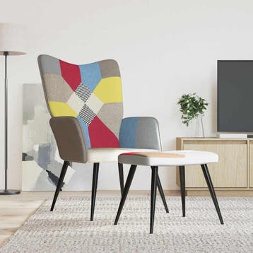 vidaXL Relaxstoel met voetenbank patchwork stof, Verzenden, Nieuw