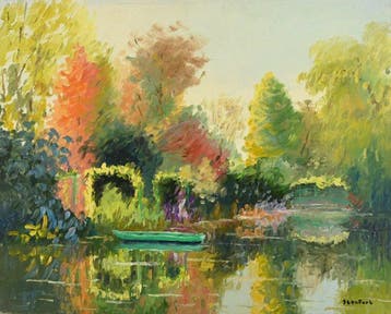 Christiane Stenfort (née en 1940) - Giverny à la barque
