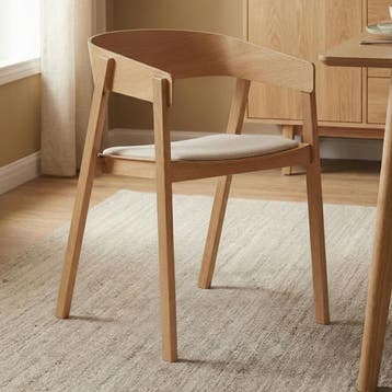 *WOONWINKEL* Eiken Eetkamerstoel Met Creme Stof, Huis en Inrichting, Verzenden, Nieuw, Bruin, Stof