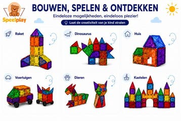 Speelplay Magnetic Tiles 120 Stuks | Magnetische Bouwstenen, Ophalen of Verzenden, Nieuw