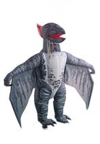 KIMU® Opblaas Kostuum Pterosaurus Grijs Opblaasbaar Pak Dino, Carnaval, Nieuw, Overige maten, Ophalen of Verzenden
