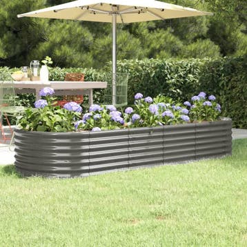 vidaXL Plantenbak 224x80x36 cm gegalvaniseerd staal grijs, 100 cm of meer, Verzenden, Nieuw, Metaal