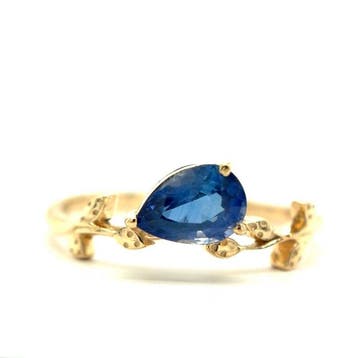 Ring - 14 karaat Geel goud - 0.87ct. tw. Saffier, Nieuw