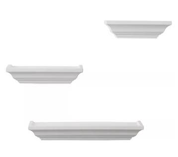 Set van 3 Barok Wandplanken – Zwevende MDF Wandrekken Wit, Verzenden, Nieuw