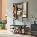 Kapstok Napinerg met spiegel schoenenrek en zitbank zwart [e, Verzenden, Nieuw