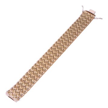 Geweven Mesh-Schakelarmband met Kraalrand - Verguld, Verzenden, Zo goed als nieuw