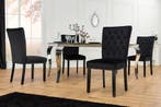Chesterfield Stoel CASTLE Zwart fluweel rubberhout, Huis en Inrichting, Stoelen, Ophalen of Verzenden, Nieuw